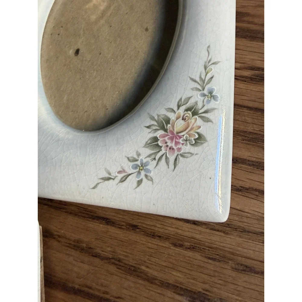 Vintage Picture Frames Floral Ceramic Frame Set of 2 Matching Frames 5x3